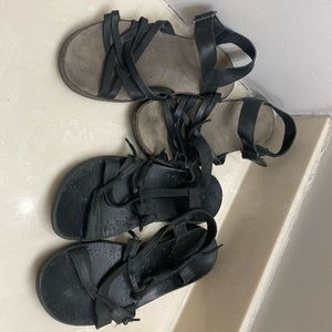 2 pair Black leather Chacos